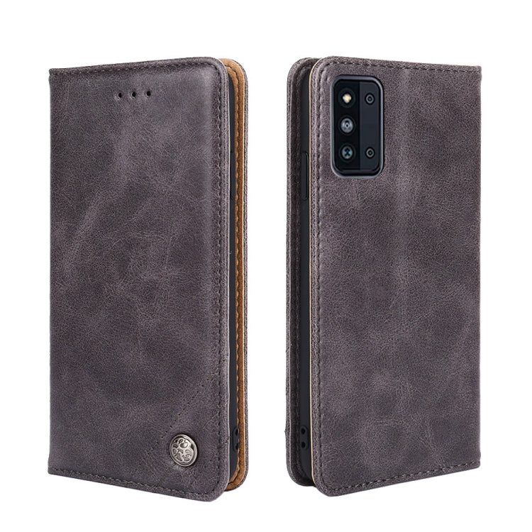 For Samsung Galaxy F52 5G Non-Magnetic Retro Texture Leather Phone Case