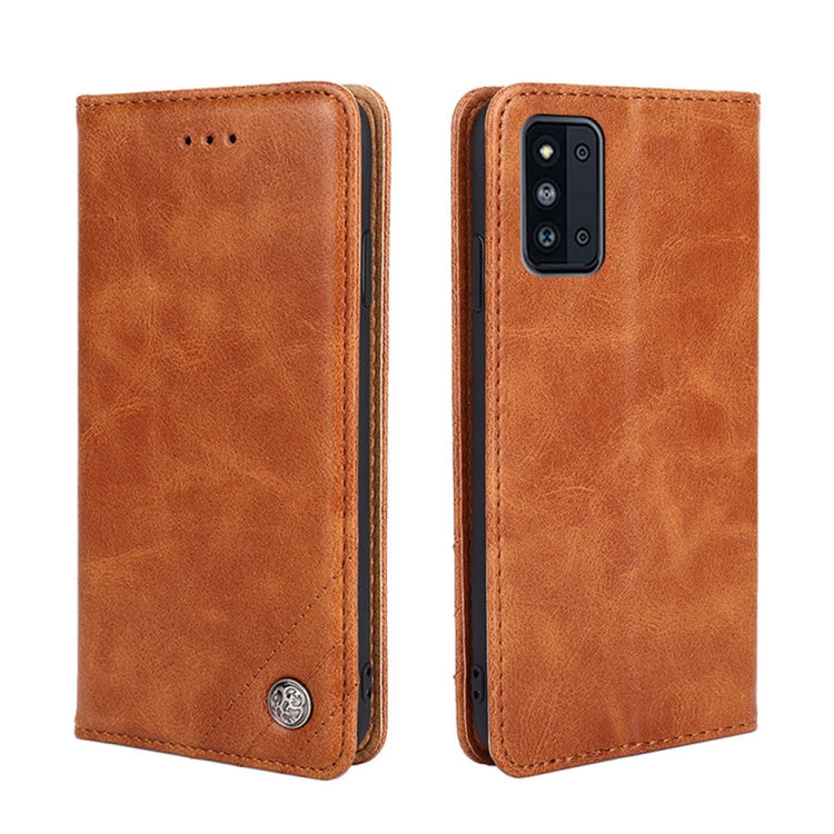 For Samsung Galaxy F52 5G Non-Magnetic Retro Texture Leather Phone Case