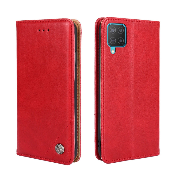 For Samsung Galaxy M12 / F12 Non-Magnetic Retro Texture Leather Phone Case
