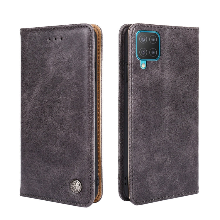 For Samsung Galaxy M12 / F12 Non-Magnetic Retro Texture Leather Phone Case