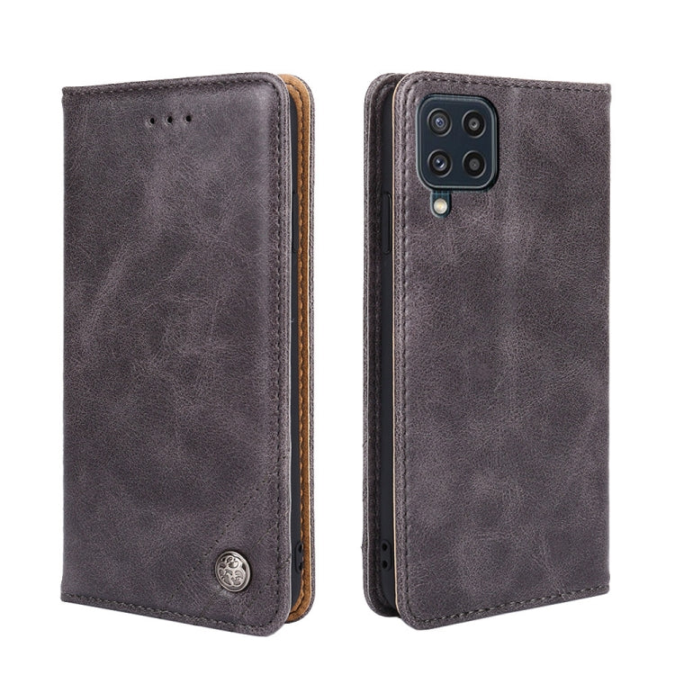 For Samsung Galaxy M32 Global Non-Magnetic Retro Texture Leather Phone Case