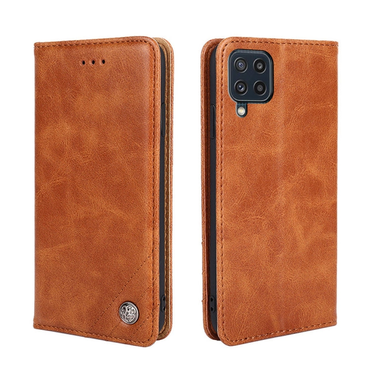 For Samsung Galaxy M32 Global Non-Magnetic Retro Texture Leather Phone Case