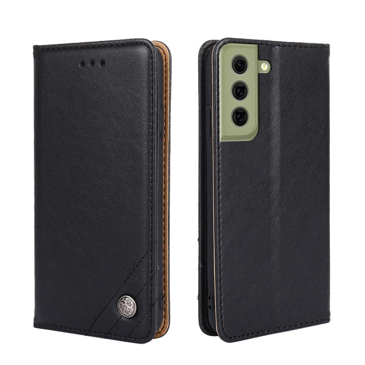 For Samsung Galaxy S21 FE Non-Magnetic Retro Texture Leather Phone Case