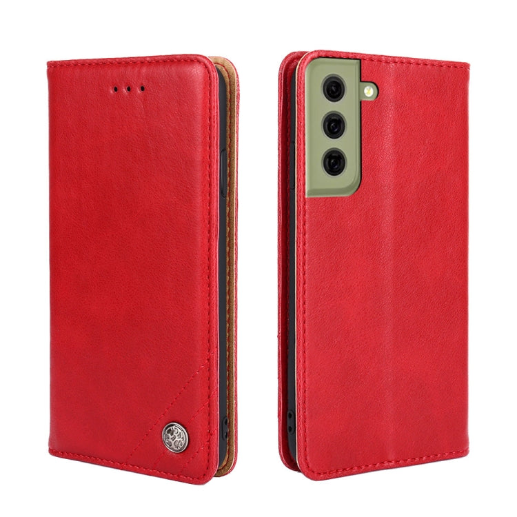 For Samsung Galaxy S21 FE Non-Magnetic Retro Texture Leather Phone Case
