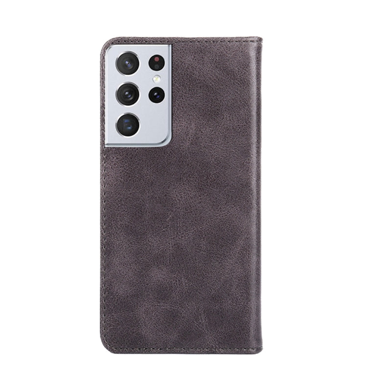 For Samsung Galaxy S21 Ultra 5G Non-Magnetic Retro Texture Leather Phone Case