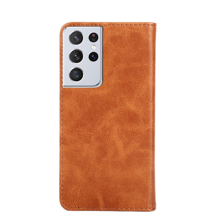 For Samsung Galaxy S21 Ultra 5G Non-Magnetic Retro Texture Leather Phone Case