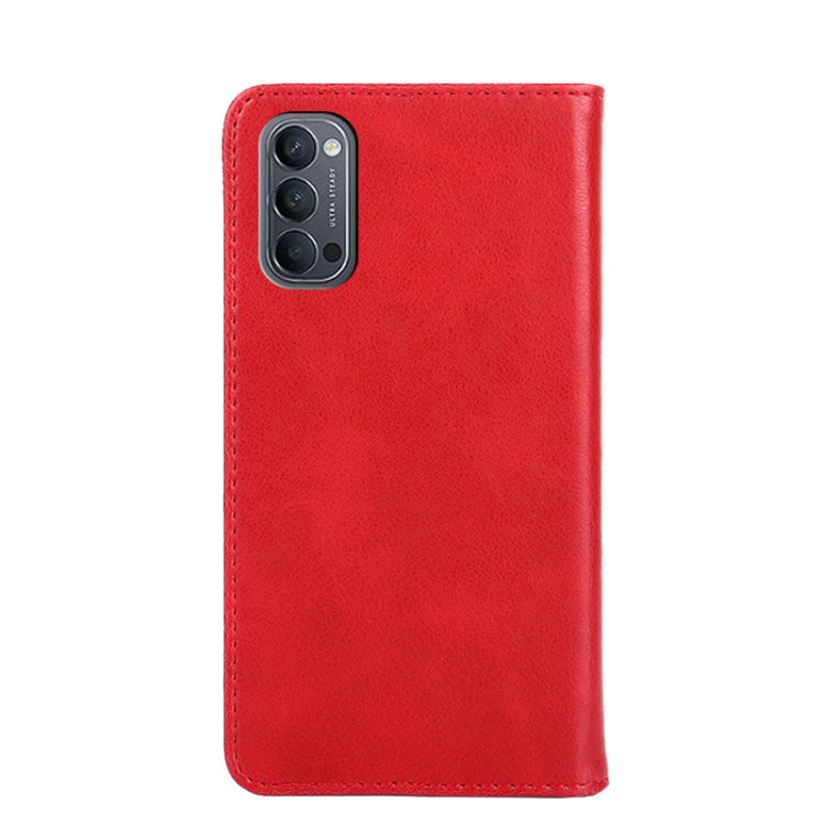 For OPPO Reno4 Non-Magnetic Retro Texture Horizontal Flip Leather Phone Case