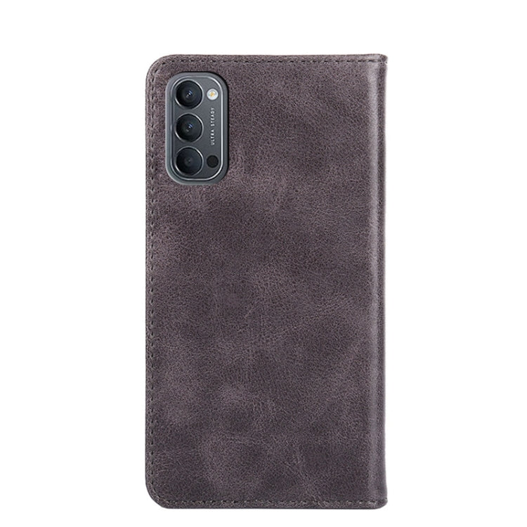 For OPPO Reno4 Non-Magnetic Retro Texture Horizontal Flip Leather Phone Case