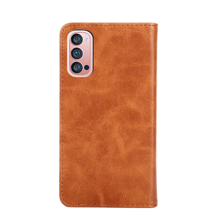 For OPPO Reno4 Pro Non-Magnetic Retro Texture Horizontal Flip Leather Phone Case
