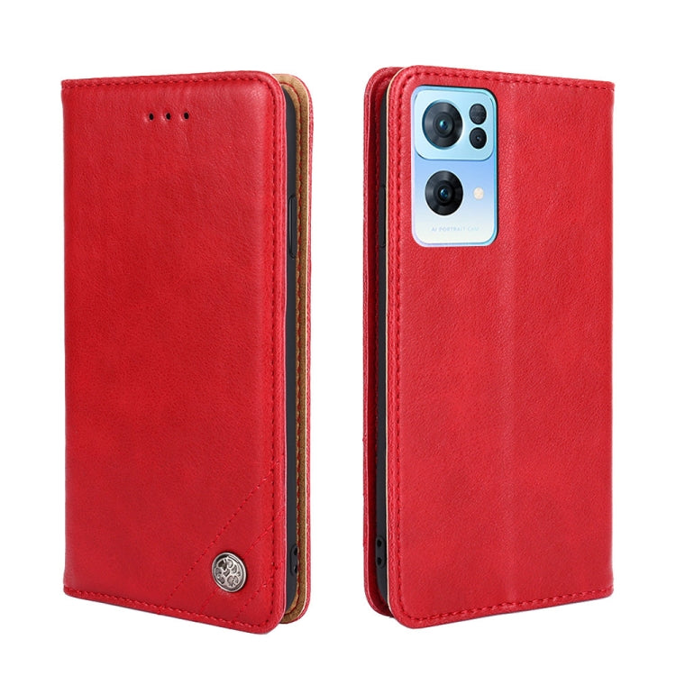 For OPPO Reno7 Pro 5G Non-Magnetic Retro Texture Horizontal Flip Leather Phone Case