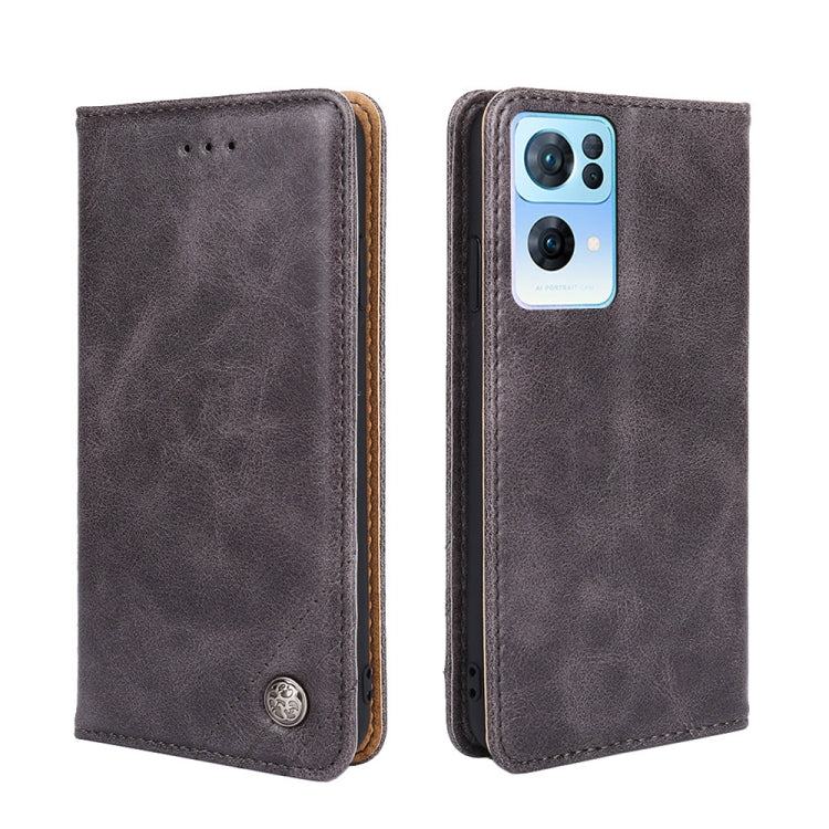 For OPPO Reno7 Pro 5G Non-Magnetic Retro Texture Horizontal Flip Leather Phone Case