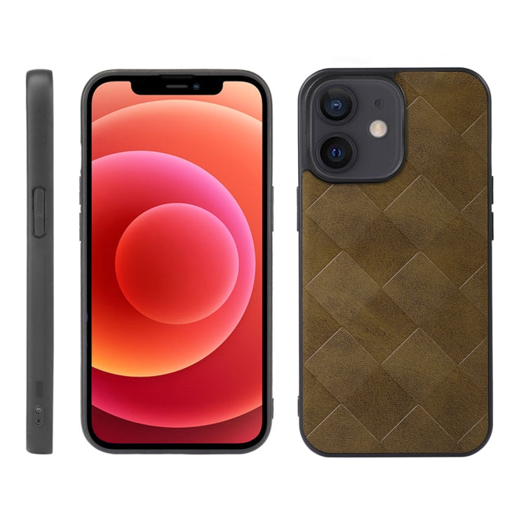 For iPhone 12 mini Weave Plaid PU Phone Case