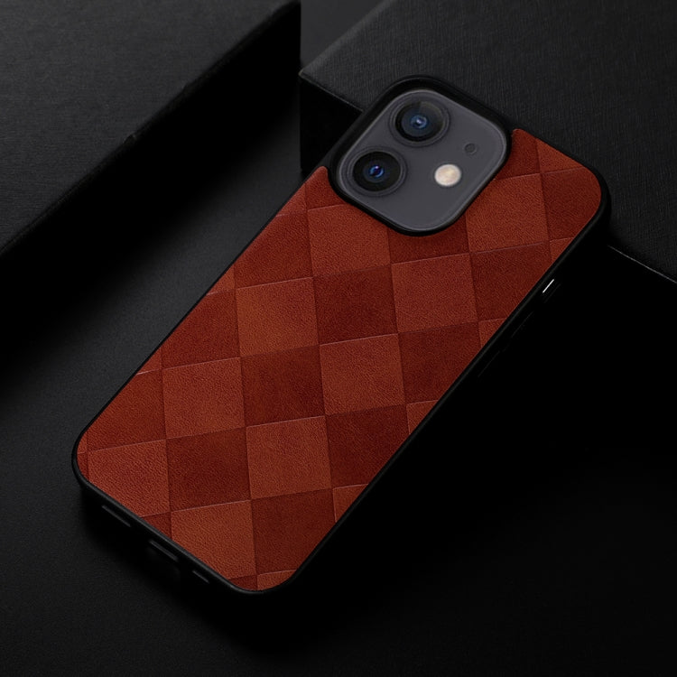 For iPhone 12 mini Weave Plaid PU Phone Case