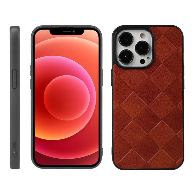 For iPhone 12 / 12 Pro Weave Plaid PU Phone Case