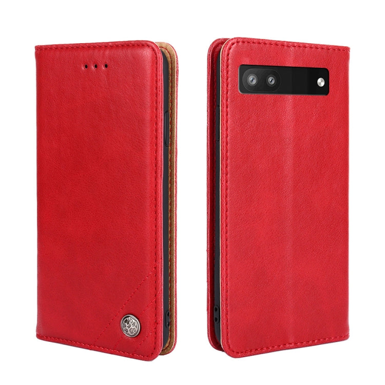 For Google Pixel 6a Non-Magnetic Retro Texture Leather Phone Case