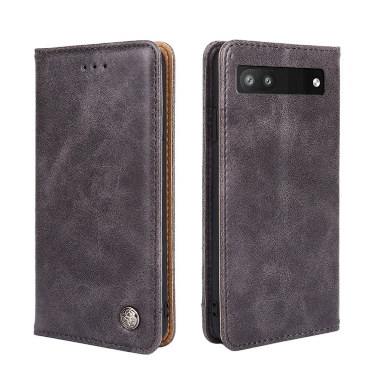 For Google Pixel 6a Non-Magnetic Retro Texture Leather Phone Case