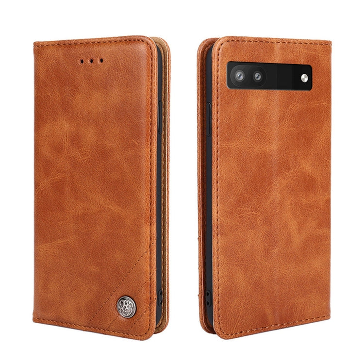 For Google Pixel 6a Non-Magnetic Retro Texture Leather Phone Case