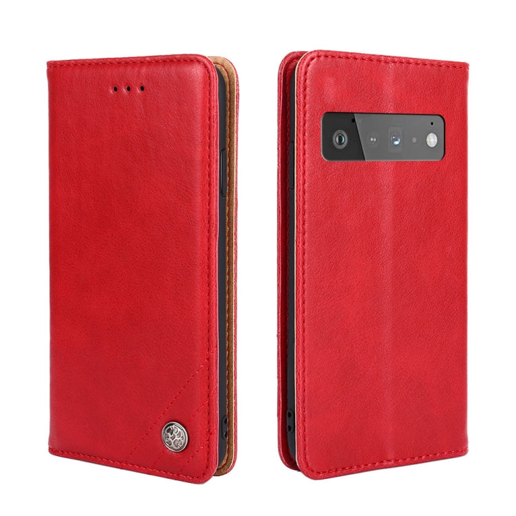 For Google Pixel 6 Pro Non-Magnetic Retro Texture Leather Phone Case