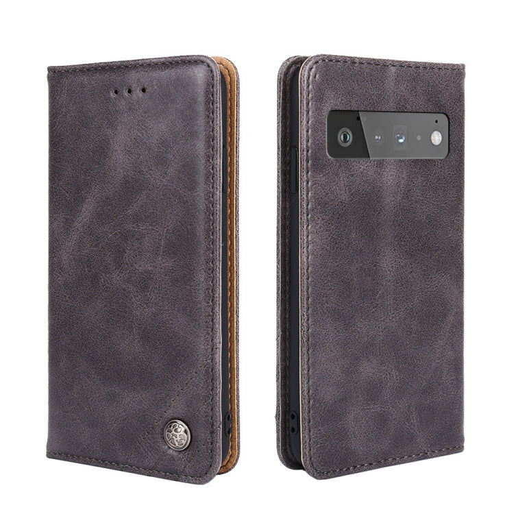 For Google Pixel 6 Pro Non-Magnetic Retro Texture Leather Phone Case