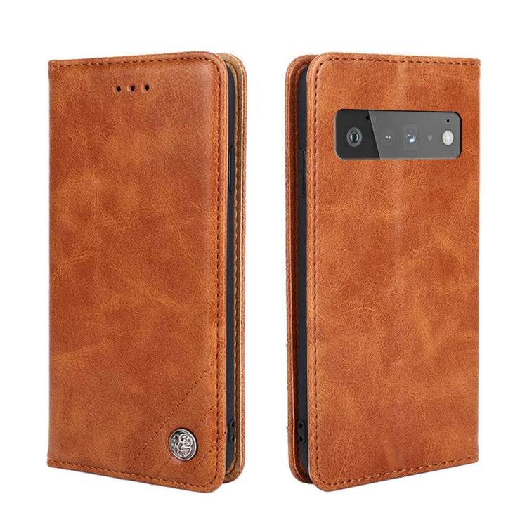 For Google Pixel 6 Pro Non-Magnetic Retro Texture Leather Phone Case