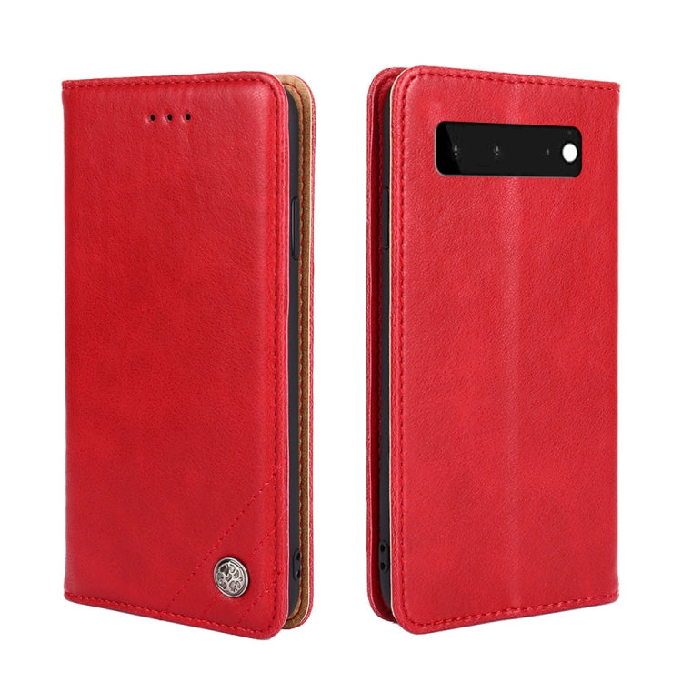 For Google Pixel 6 Non-Magnetic Retro Texture Leather Phone Case