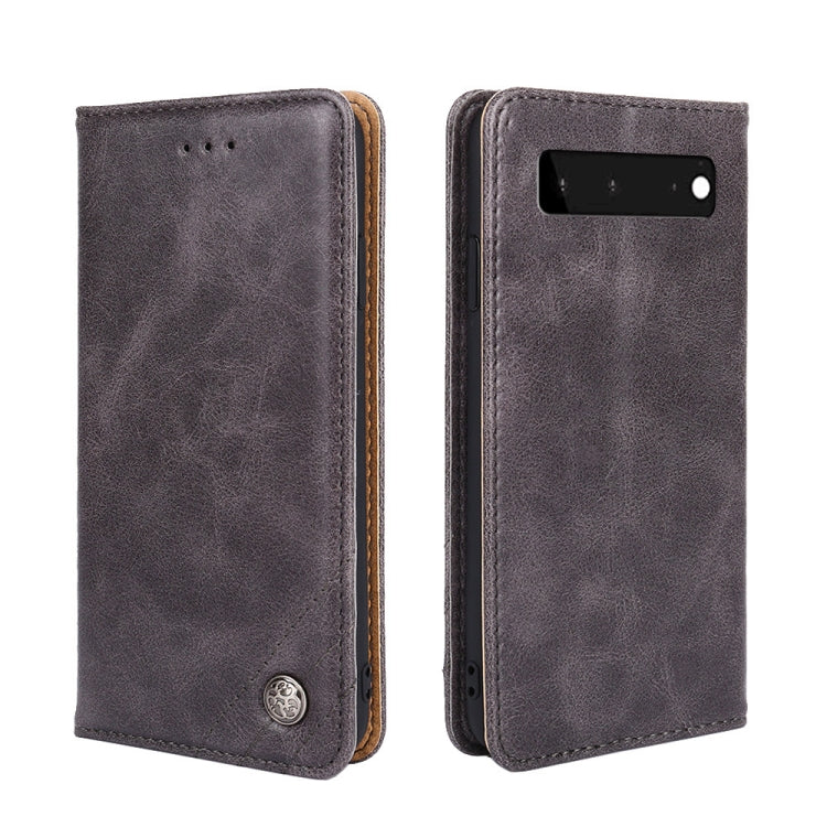 For Google Pixel 6 Non-Magnetic Retro Texture Leather Phone Case
