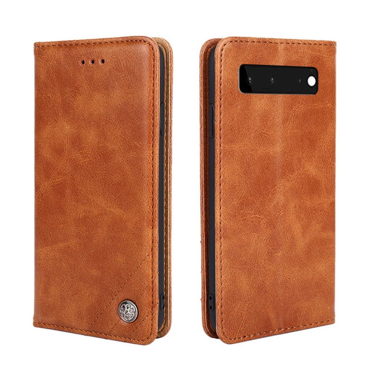 For Google Pixel 6 Non-Magnetic Retro Texture Leather Phone Case
