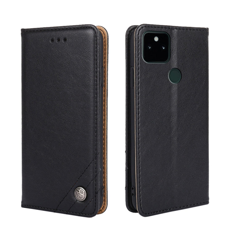 For Google Pixel 5a 5G Non-Magnetic Retro Texture Leather Phone Case