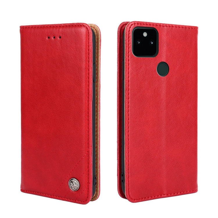 For Google Pixel 5a 5G Non-Magnetic Retro Texture Leather Phone Case