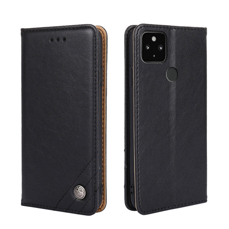 For Google Pixel 5 XL/ Pixel 4a 5G Non-Magnetic Retro Texture Leather Phone Case