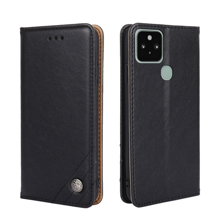 For Google Pixel 5 Non-Magnetic Retro Texture Leather Phone Case