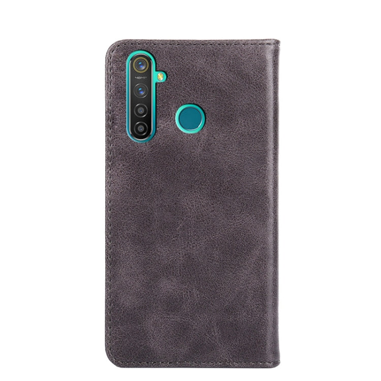 For OPPO Realme 5 Pro Non-Magnetic Retro Texture Horizontal Flip Leather Phone Case