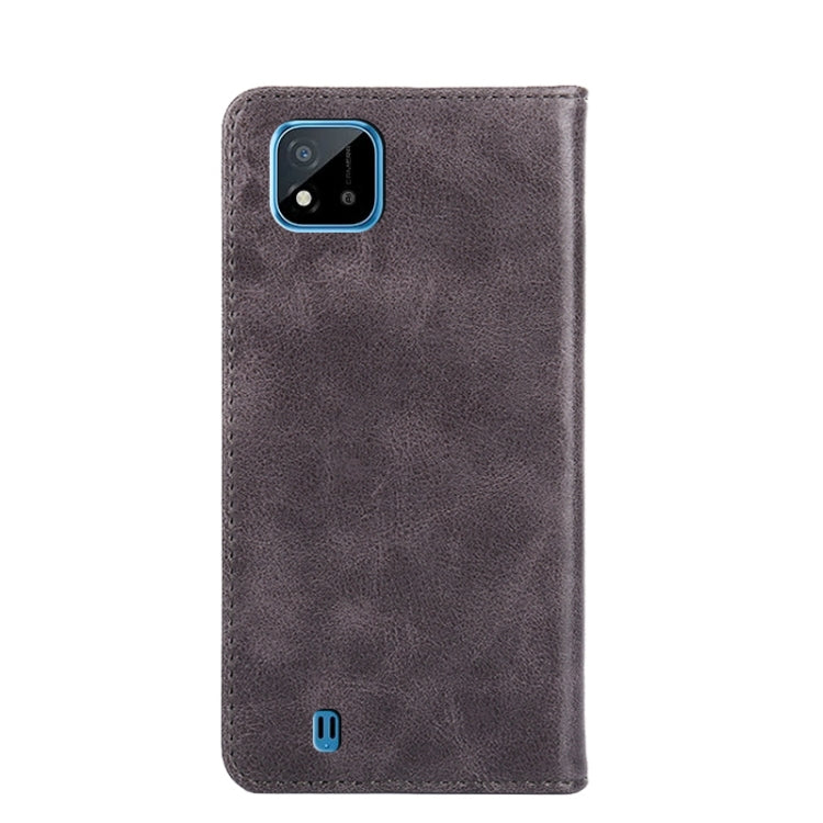 For OPPO Realme C20 Non-Magnetic Retro Texture Horizontal Flip Leather Phone Case