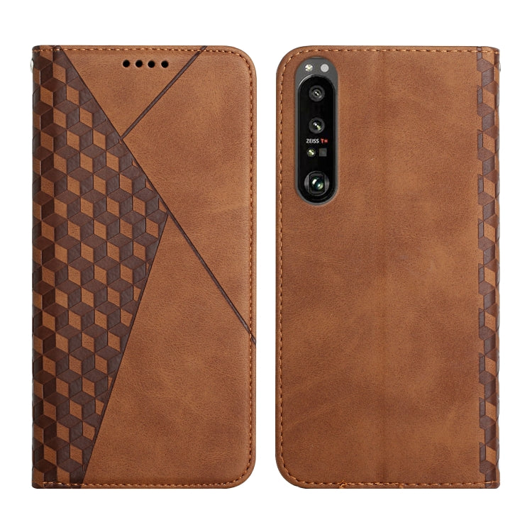For Sony Xperia 1 III Diamond Splicing Skin Feel Magnetic Leather Phone Case