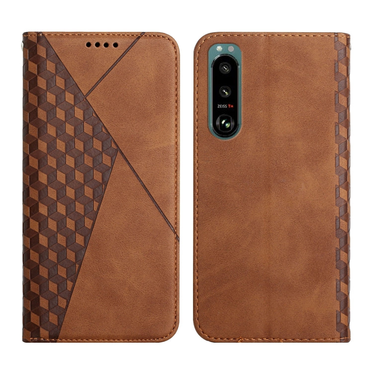 For Sony Xperia 5 III Diamond Splicing Skin Feel Magnetic Leather Phone Case