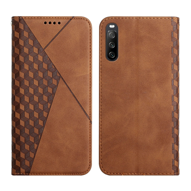 For Sony Xperia 10 III Diamond Splicing Skin Feel Magnetic Leather Phone Case