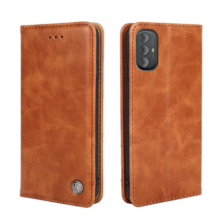 For Motorola Moto G Power 2022 Non-Magnetic Retro Texture Horizontal Flip Leather Case with Holder & Card Slots & Wallet