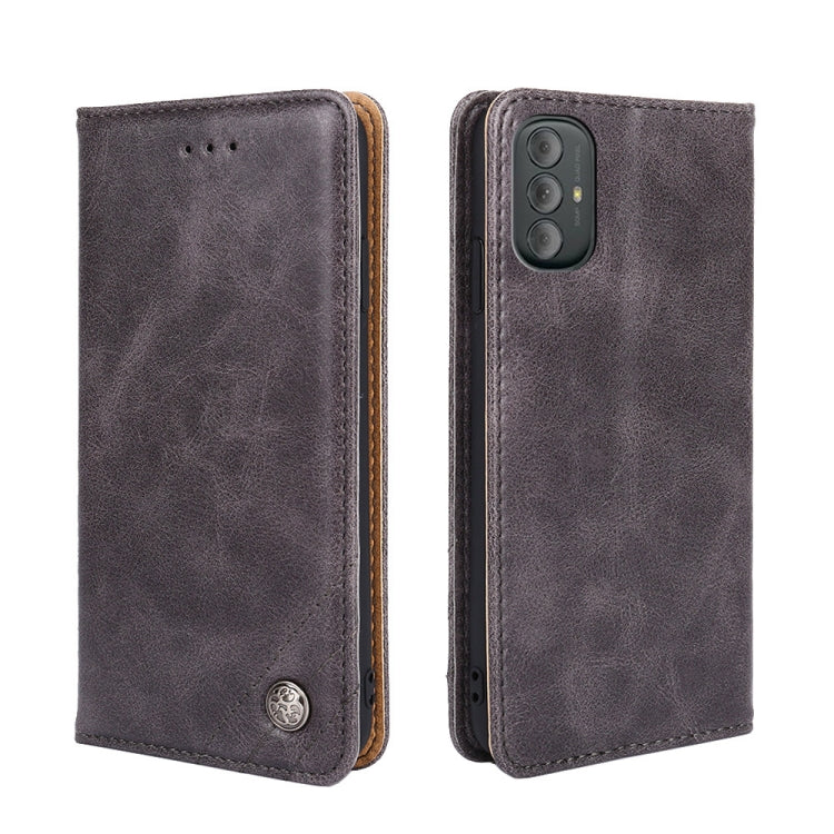 For Motorola Moto G Power 2022 Non-Magnetic Retro Texture Horizontal Flip Leather Case with Holder & Card Slots & Wallet