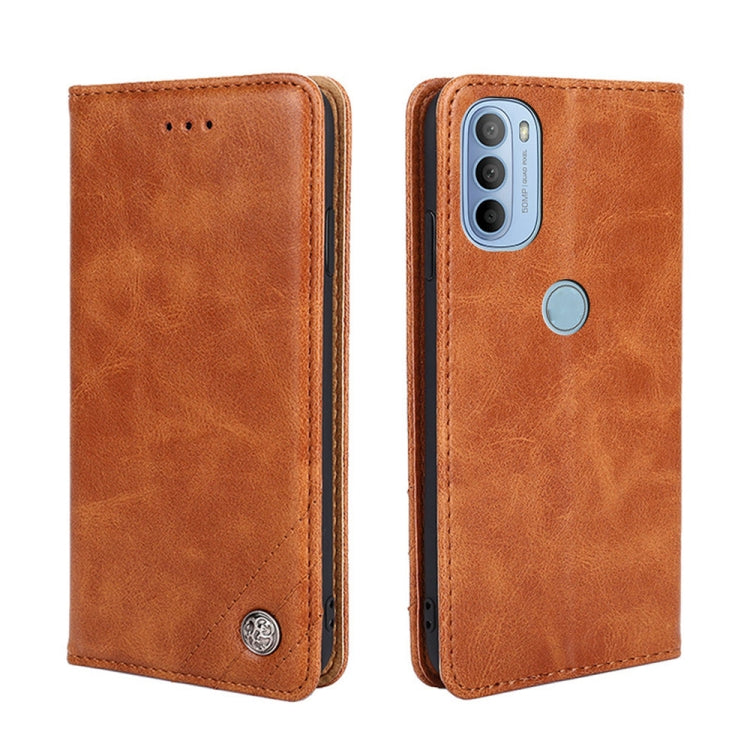 For Motorola Moto G31 / G41 Non-Magnetic Retro Texture Horizontal Flip Leather Case with Holder & Card Slots & Wallet