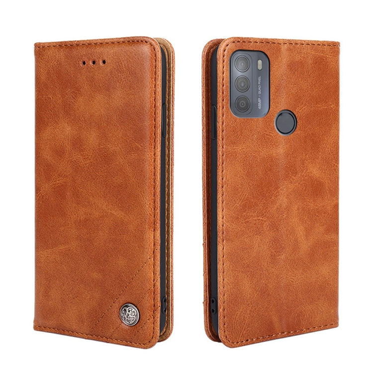 For Motorola Moto G50 Non-Magnetic Retro Texture Horizontal Flip Leather Case with Holder & Card Slots & Wallet