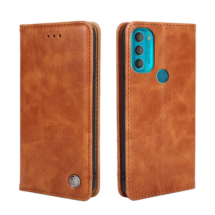 For Motorola Moto G71 5G Non-Magnetic Retro Texture Horizontal Flip Leather Case with Holder & Card Slots & Wallet