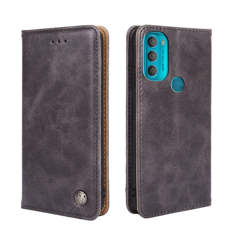 For Motorola Moto G71 5G Non-Magnetic Retro Texture Horizontal Flip Leather Case with Holder & Card Slots & Wallet