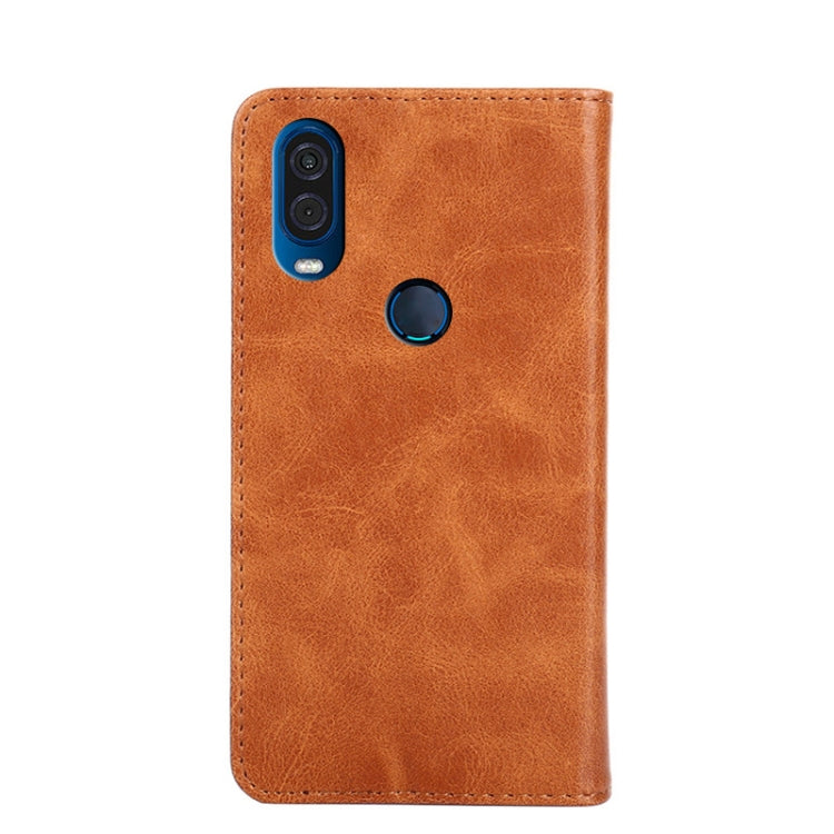 For Motorola Moto One Vision Non-Magnetic Retro Texture Horizontal Flip Leather Case with Holder & Card Slots & Wallet