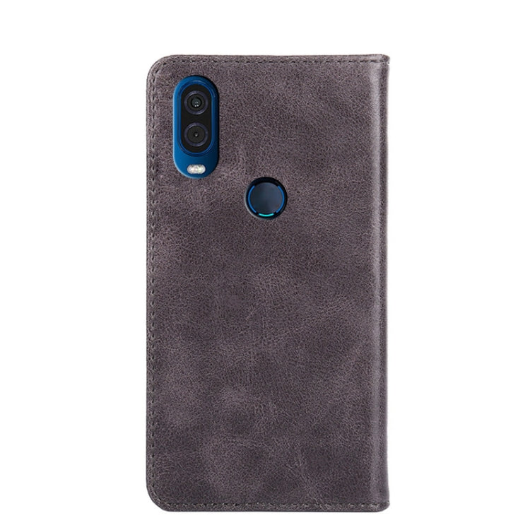 For Motorola Moto One Vision Non-Magnetic Retro Texture Horizontal Flip Leather Case with Holder & Card Slots & Wallet