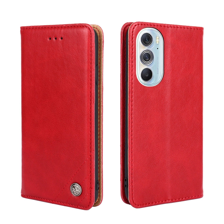 For Motorola Edge X30 Non-Magnetic Retro Texture Horizontal Flip Leather Case with Holder & Card Slots & Wallet