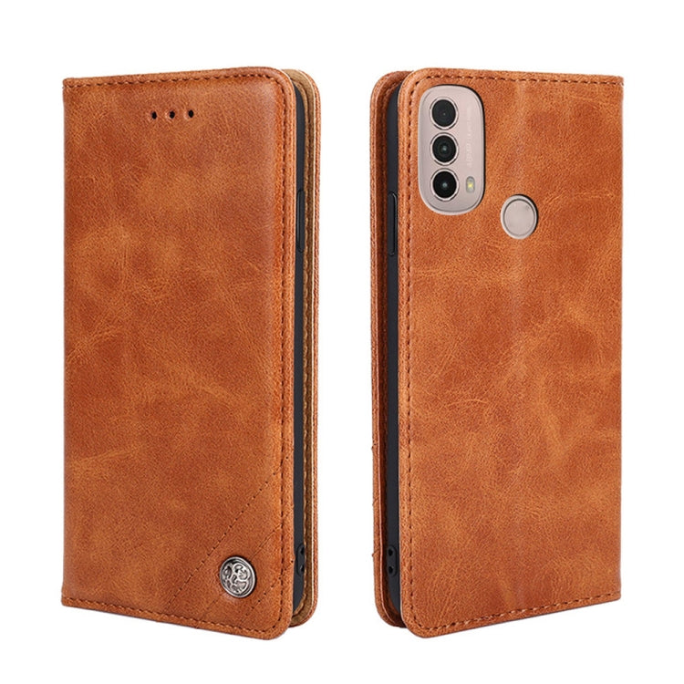 For Motorola Moto E40 Non-Magnetic Retro Texture Horizontal Flip Leather Case with Holder & Card Slots & Wallet