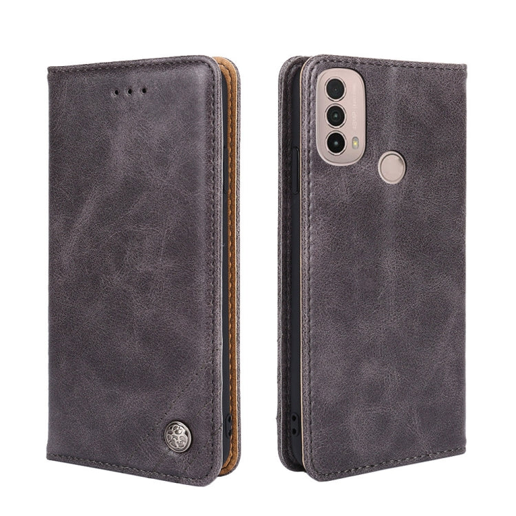 For Motorola Moto E40 Non-Magnetic Retro Texture Horizontal Flip Leather Case with Holder & Card Slots & Wallet