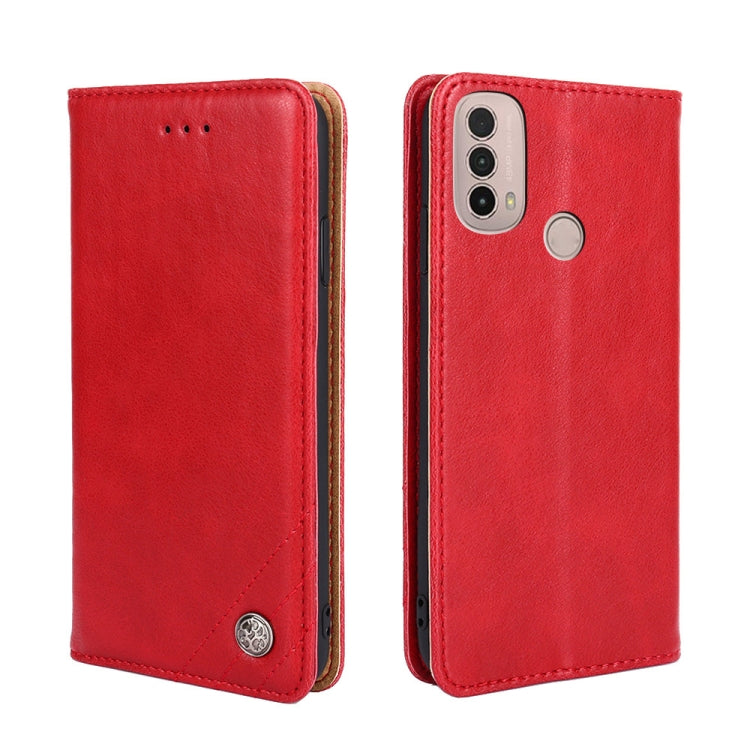 For Motorola Moto E40 Non-Magnetic Retro Texture Horizontal Flip Leather Case with Holder & Card Slots & Wallet