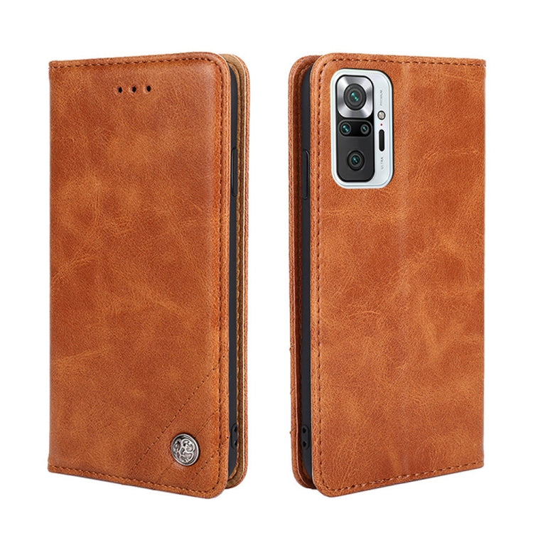 For Xiaomi Redmi Note 10 Pro / Note 10 Pro Max Non-Magnetic Retro Texture Leather Phone Case