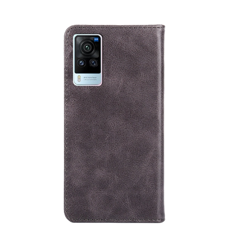 For vivo X60 Pro Global / X60 Curved Screen Ver. Non-Magnetic Retro Texture Leather Phone Case